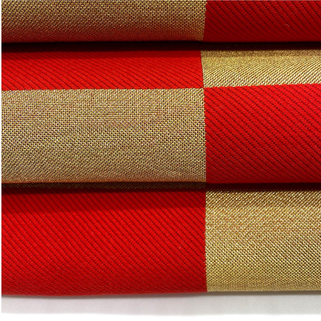 Gold-colored Fukuro Obi for Furisode, Checkered, Length 440cm, Pure Silk, S-Rank, Six-way, Formal, Gold-based, 1123006222321