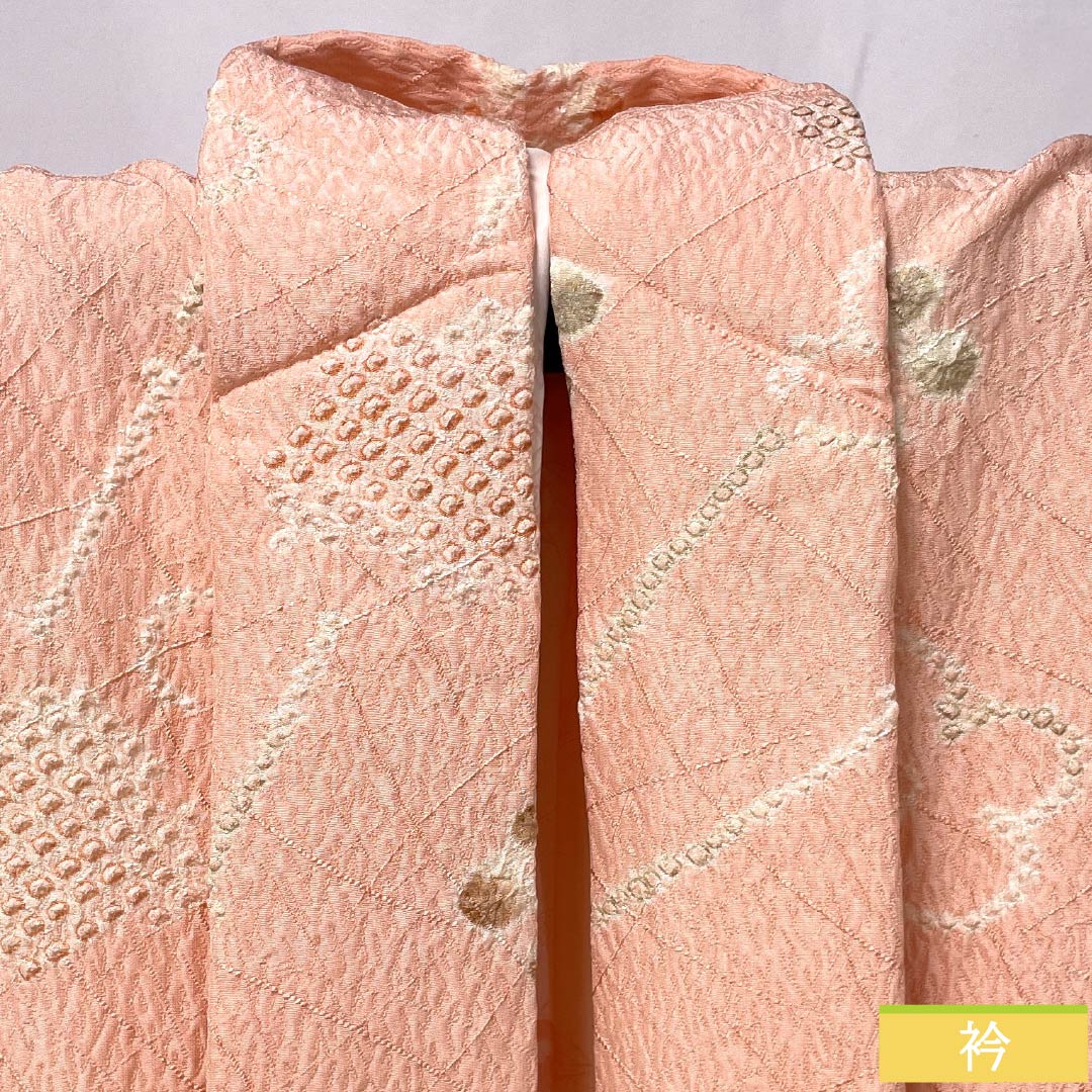Haori (Japanese traditional kimono jacket) made of pure silk, S-rank, length 84cm, sleeve length 66cm, Shinonome-iro (Shinonome-iro) color, floral design, lined, pink, with basting thread, product number 1117001332913