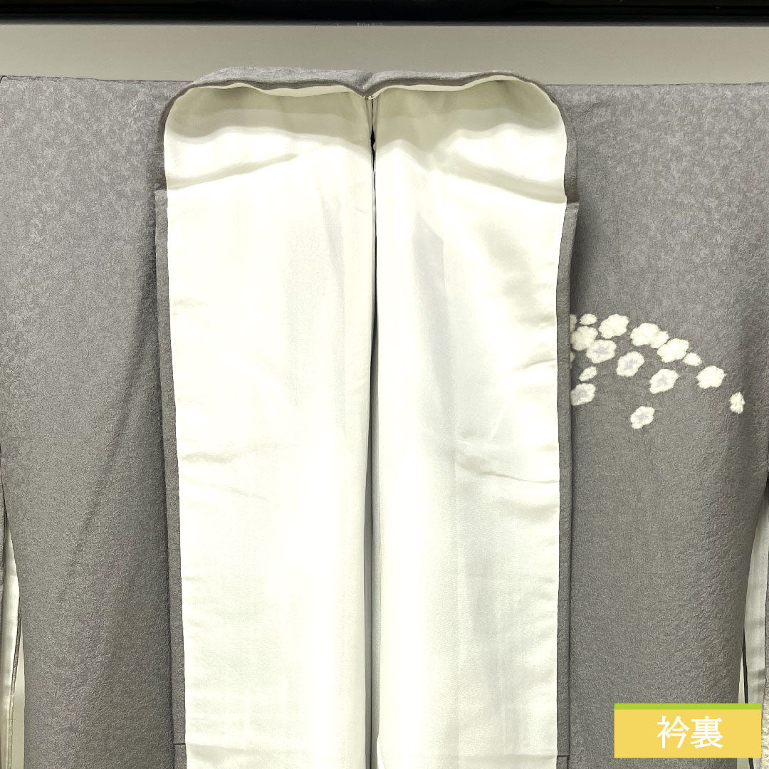 訪問着 正絹 袷 身丈155.5cm 裄丈63cm 灰色 おぼろ染め 絞り 作家物 抽象模様 Sランク グレー系 1112003822322