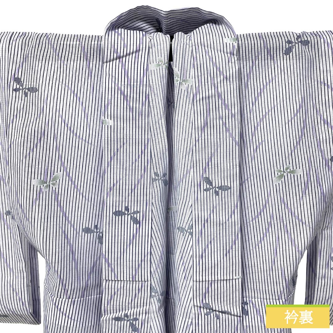 Summer Polyester Komon S-rank length 155.5cm (4ft 11in) Yuki 66cm (2ft 2in) Light Wisteria Dew Shibori Butterfly Washable Kimono Ro Purple System 1132003402320