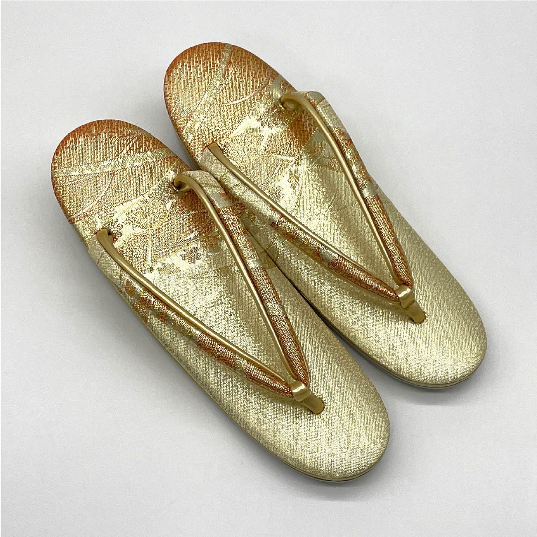 （新古品）草履バッグセット フォーマル Aランク 2way 佐賀錦 Mサイズ 金系 1133000323321