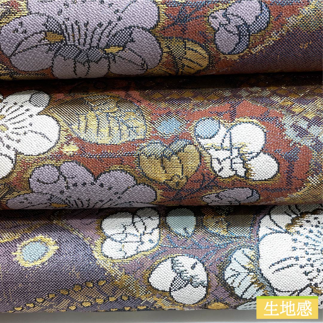 【未仕立】袋帯 正絹 Sランク 半色（はしたいろ） 辻ヶ花 切り嵌め風   帯丈436cm 六通 セミフォーマル 紫系 1123009932320