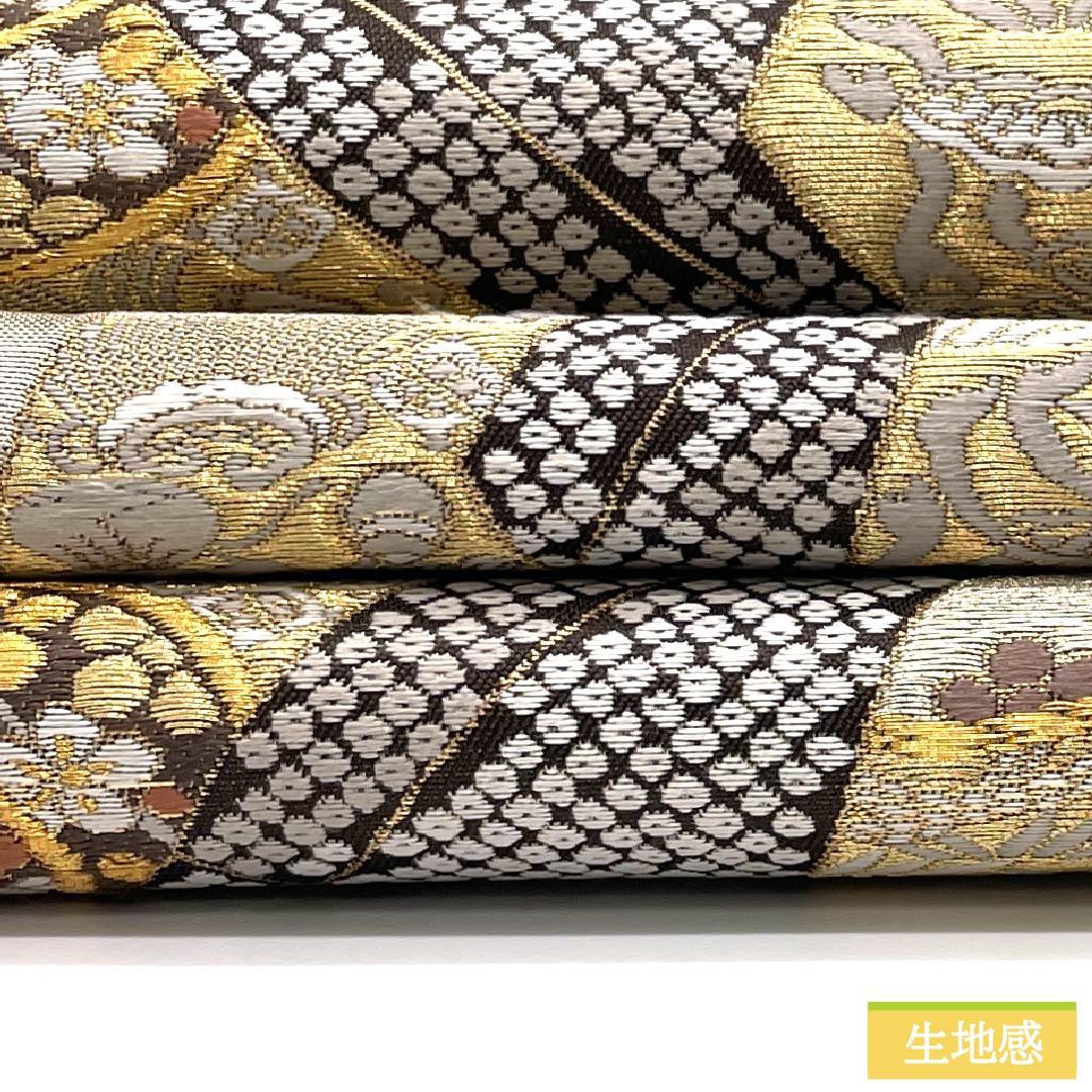 A-Rank Pure Silk Fukuro Obi by Kano Yuki, Perfect for Tomesode (Tomesode), Classic Floral Pattern, Treasure-Filled Design, 444cm Long, Six-Ply, Formal, Silver, Item Number: 1123015533322