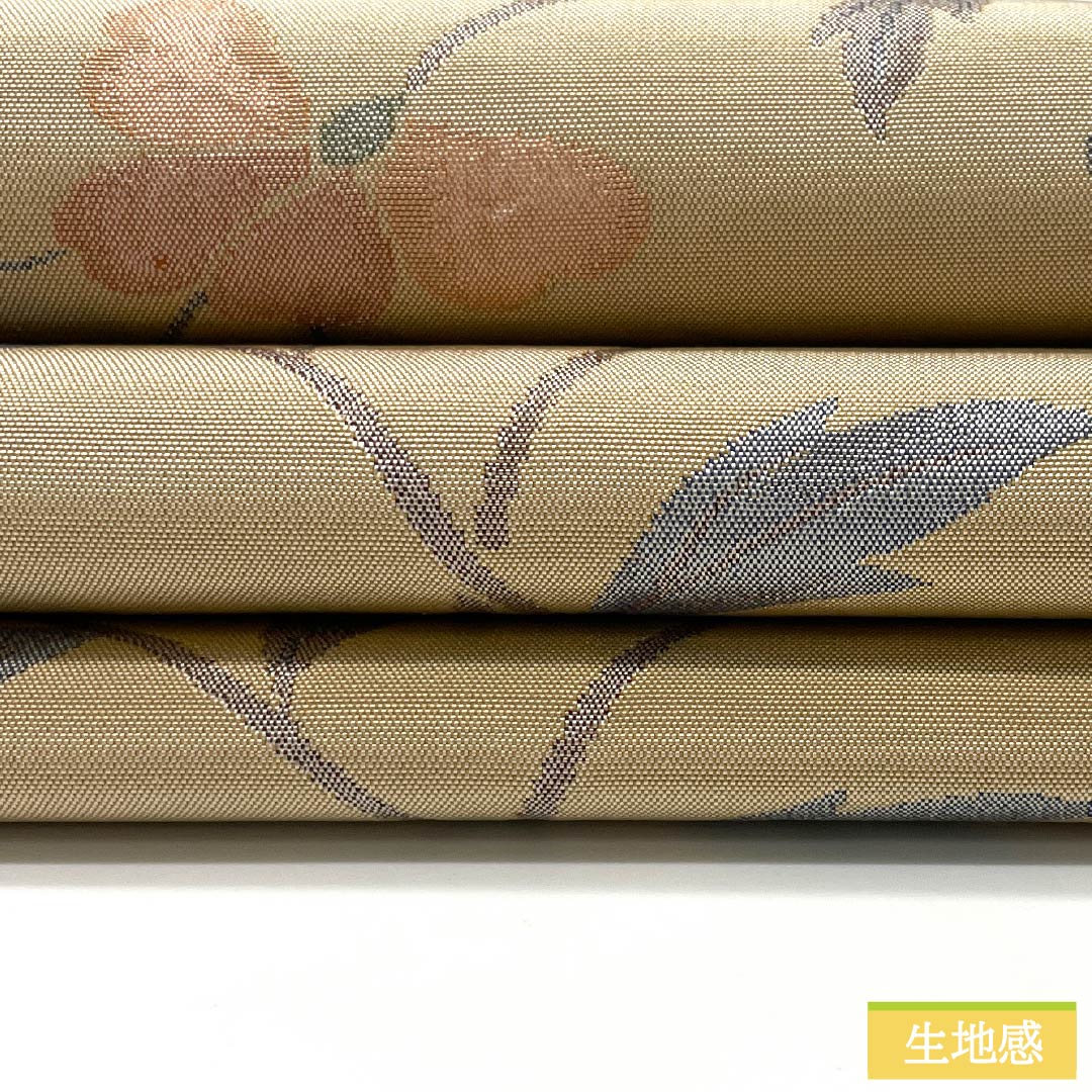 Fukuro Obi, Pure Silk, Tokyo White Brown, Floral Arabesque, Abstract Flowers, Floral Arabesque, Length 440cm, A Rank, Six-way, Casual, Beige, 1123012773325