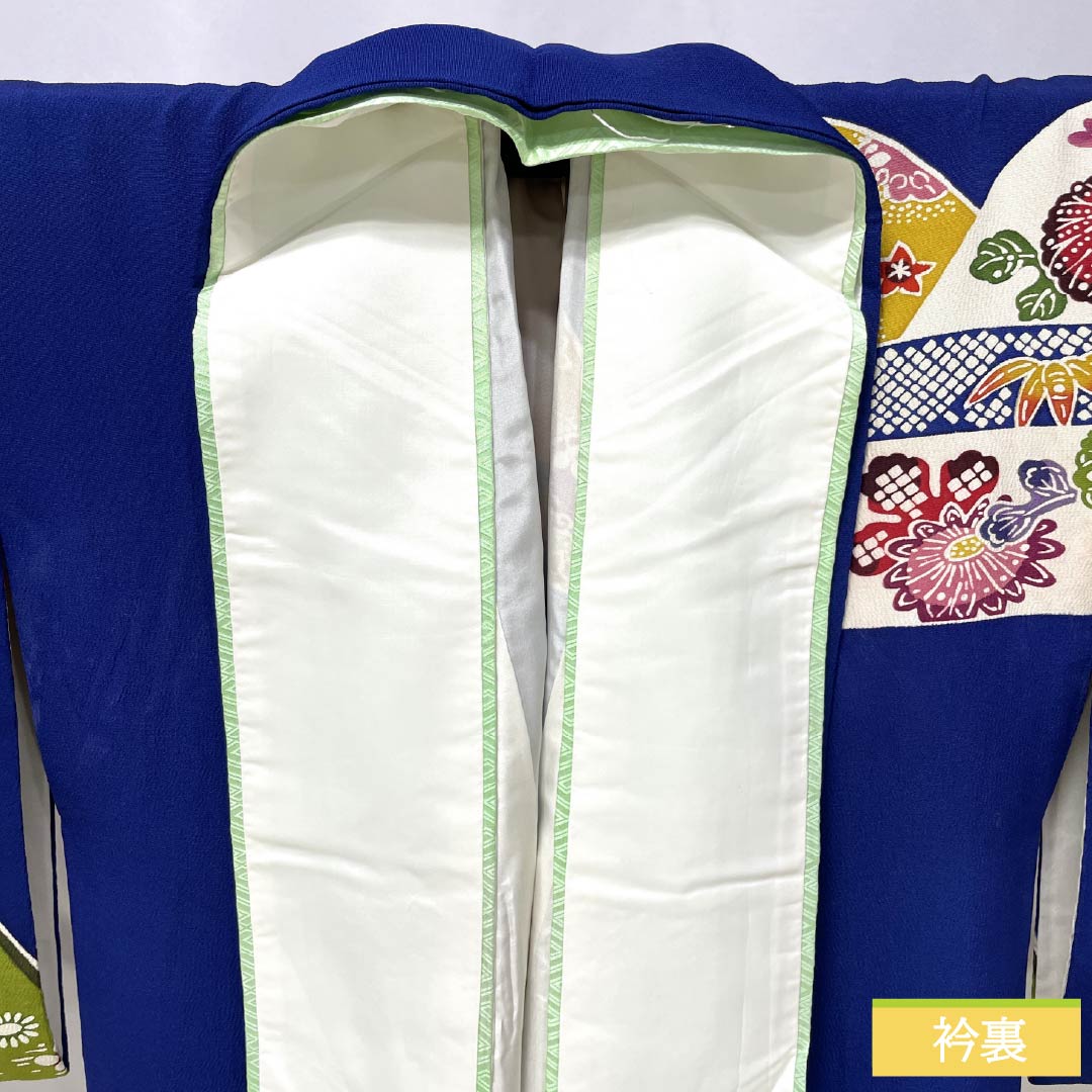 訪問着 正絹 Bランク 袷 身丈167.5cm 裄丈64.5cm 瑠璃色（るりいろ） 京紅型 紅型調 風景模様 半衿付き 青系 1112006684517