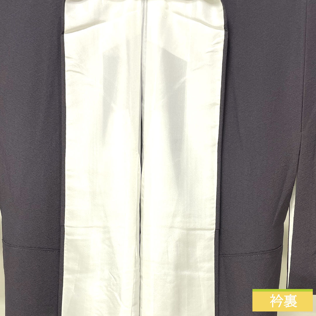 Homongi, pure silk, lined, length 161cm, sleeve length 66.5cm, dark blue, Kyo-Yuzen, butterfly, ivy, flowing water, S rank, gray, 1112004162422