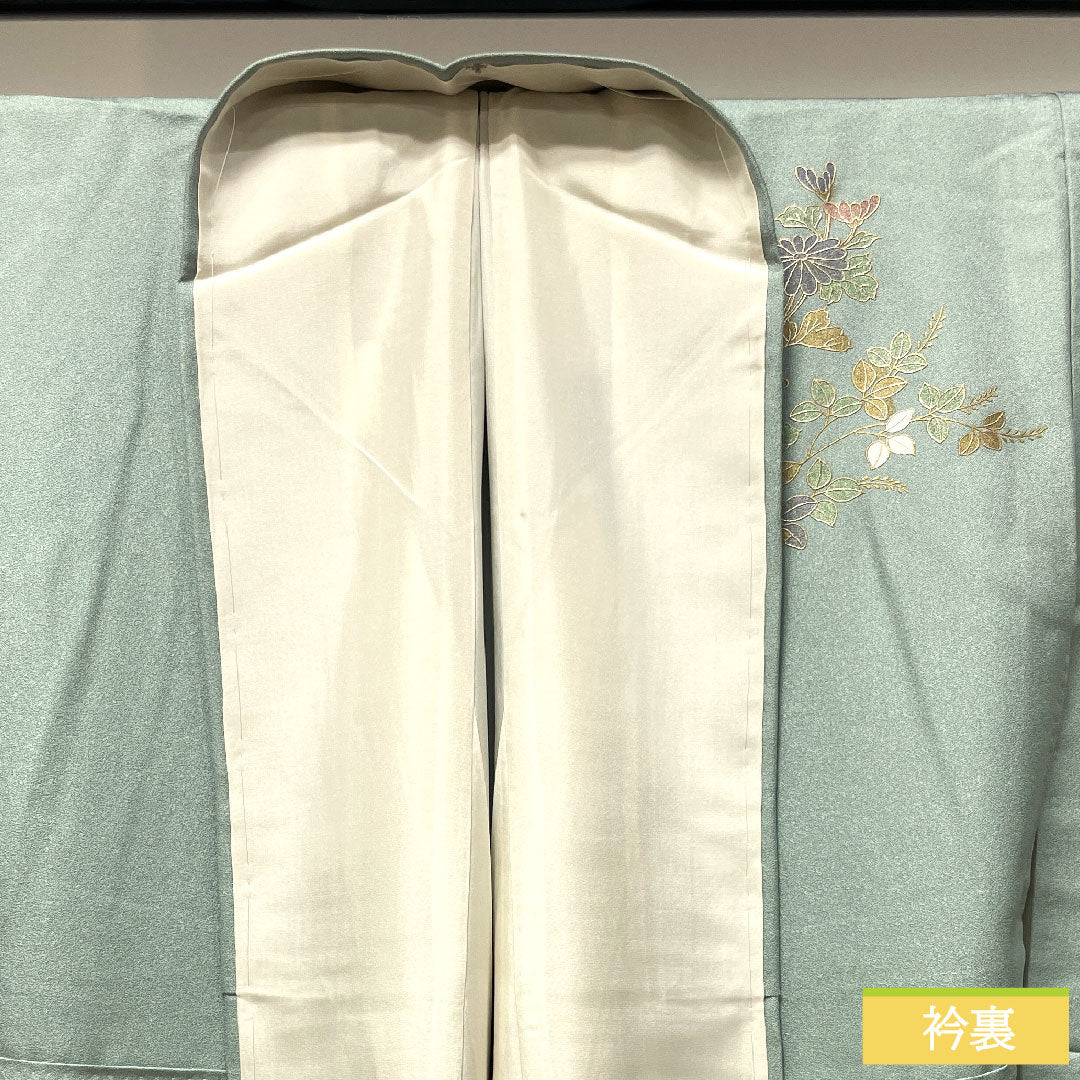訪問着 正絹 袷 身丈156.5cm 裄丈64cm 薄水色 金彩加工 吉祥文様 Aランク 水色系 1112003523324