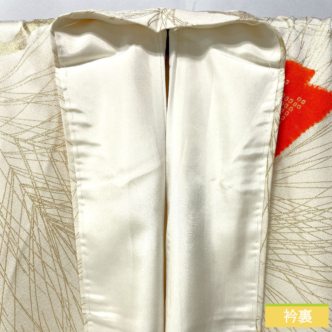 訪問着 正絹 袷 身丈164cm 裄丈65cm 白百合色（しらゆりいろ） 京友禅 松 Sランク クリーム系 1112004952415
