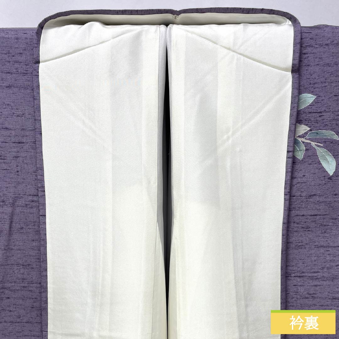 Visiting Kimono, Pure Silk, Grade A, Lined, Length 165.5cm, Sleeve Length 63cm, Half-Colored (Hashitairo), Kyoto Kaga Yuzen, Tsukesage, Tsumugi Fabric, Artist's Work, Floral Design, Purple, Product Number: 1112007503520