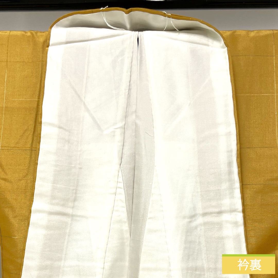 Tsumugi silk Length 151.5cm Sleeve length 63cm Fox color Check S rank Awase Brown 1116003532214