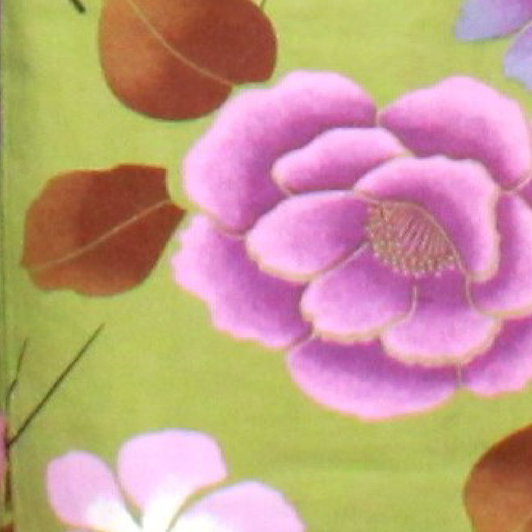Yukata, green, floral pattern, cotton, S rank, single layer, length 162cm, sleeve length 62cm, green 1118001142419