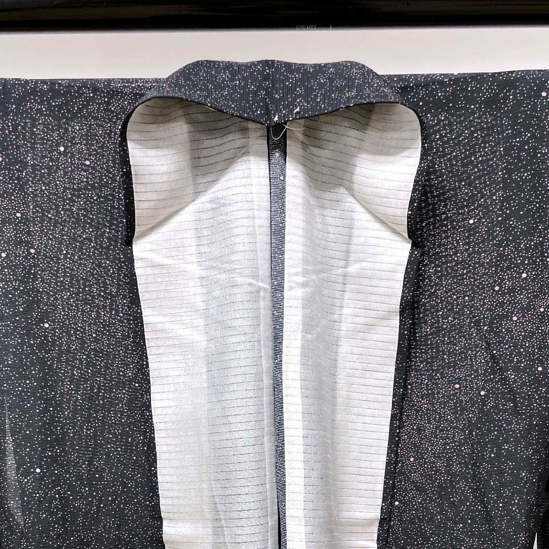 Summer pure silk komon length 163.5cm sleeve length 65cm black polka dot silk A rank black 1132000113410