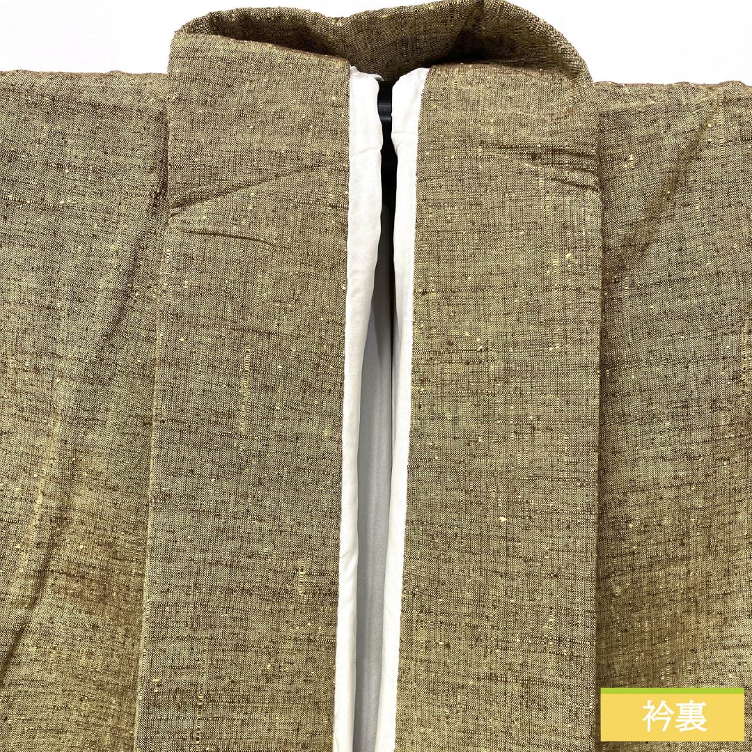 Pure silk tsumugi (pongee) kimono, length 152cm, sleeve length 64cm, agarwood color (kyara-iro), plain, with basting threads, S rank, lined, brown, product number 1116003852214