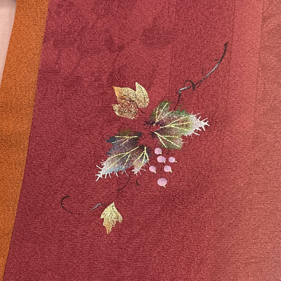 道行コート 身丈85cm 裄丈64.5cm 暗紅色色  ボカシ模様 正絹 Sランク 袷 紫系 1117000422920