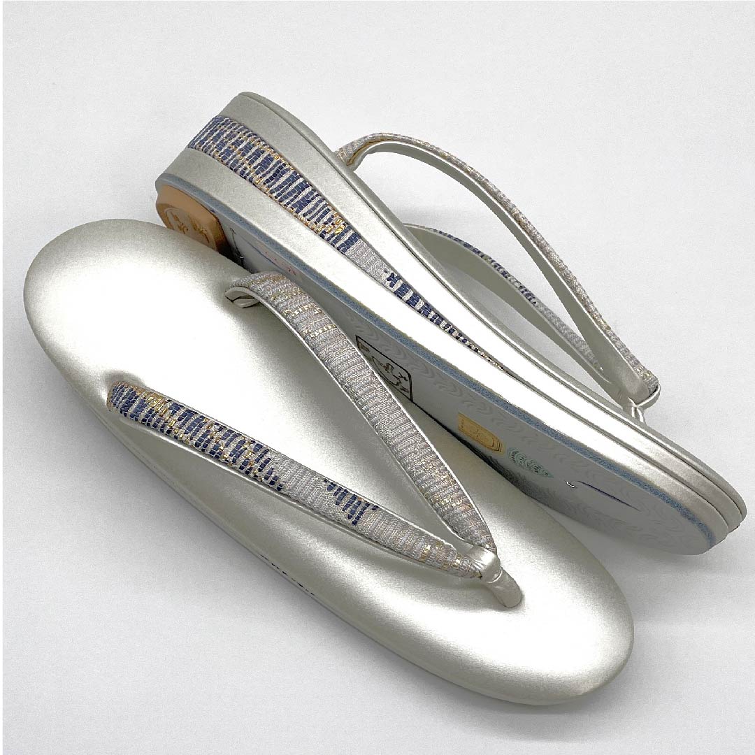 (New old stock) Formal sandal and bag set, silver-white, unused, classic pattern, pine, size M, white, NEW rank, 1133000121311