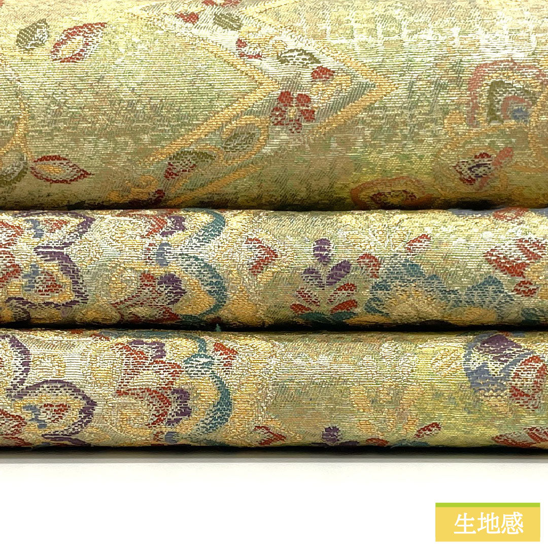 Fukuro Obi (sash), pure silk, A-rank, Nishijin-ori, with gold leaf detailing and a Shosoin pattern. Length: 426cm, six-fold, formal, gradient finish. Product number: 1123016043399