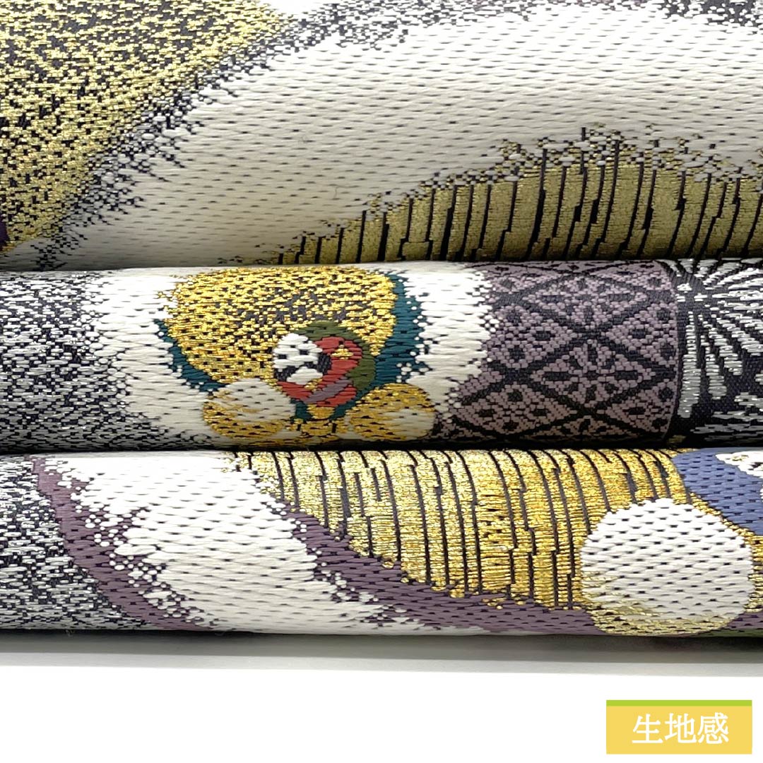 Formal silver-colored obi, pure silk, S-rank, silver-stained, silver-patterned, with a plum blossom design, suitable for formal kimono (tomesode), length 454cm, six-fold hem, 1123015962422