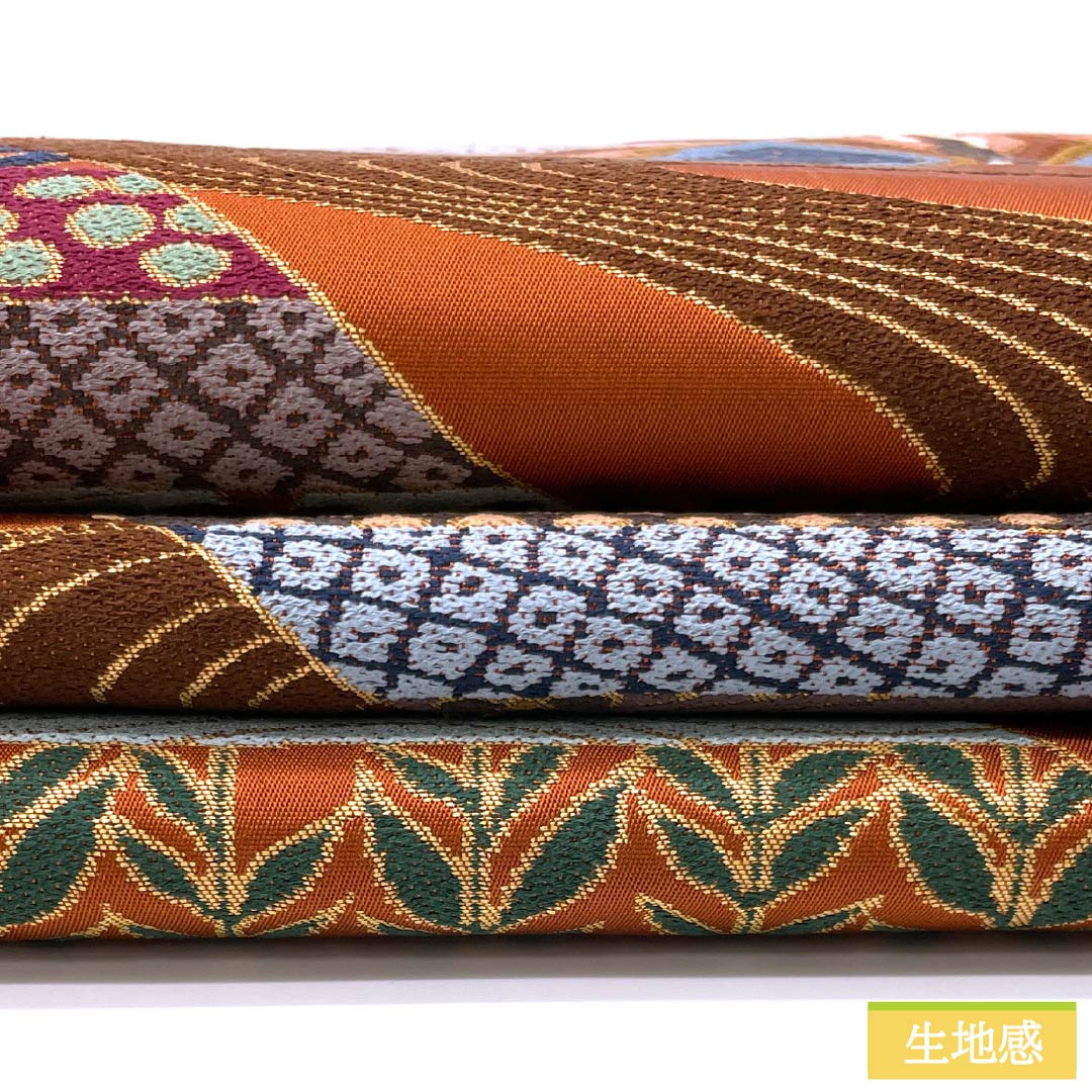 Fukuro Obi (Bag) - Pure Silk, Orange (Soiro) - For Furisode - Shirayaen Oba - Butterfly, Flower Pattern - Obi Length 434cm - S Rank - Six Passes - Formal - Brown 1123013832314