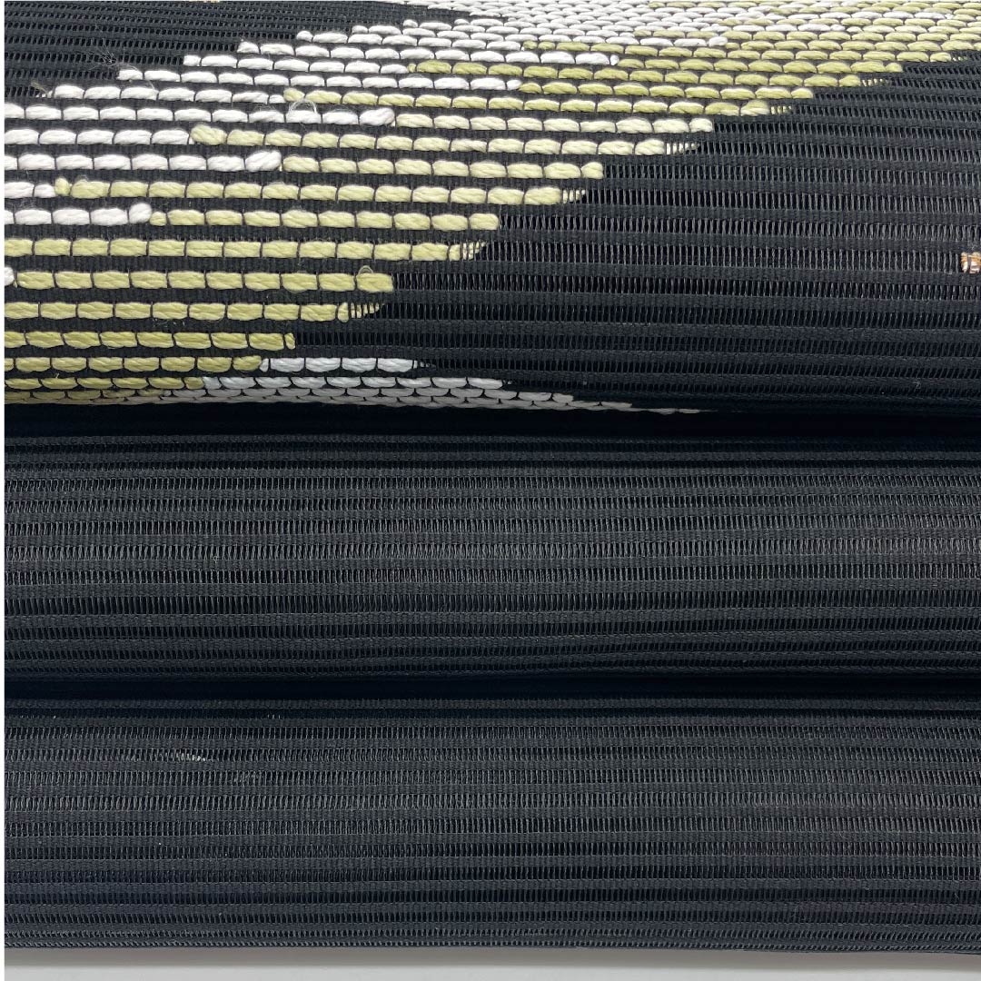 （新品未使用品）袋帯 夏帯 黒色 幾何学模様 夏物 帯丈442cm 正絹 NEWランク ポイント柄 セミフォーマル 黒系 1123008471310