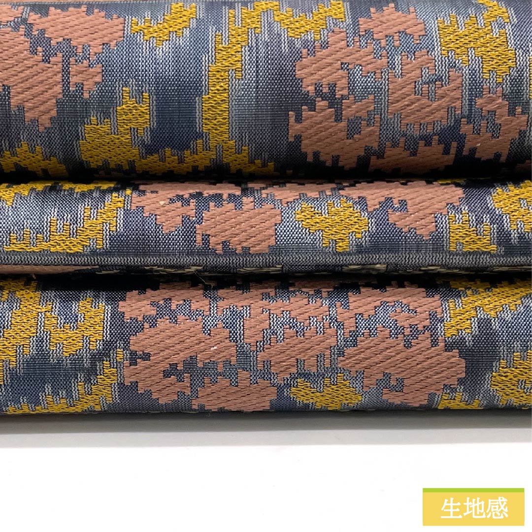 Fukuro Obi, Pure Silk, Flower Arabesque, Circle with Flowers, Horizontal Stripes, Length 446cm, A Rank, Six-Way, Casual, Gradient Style, 1123012423399
