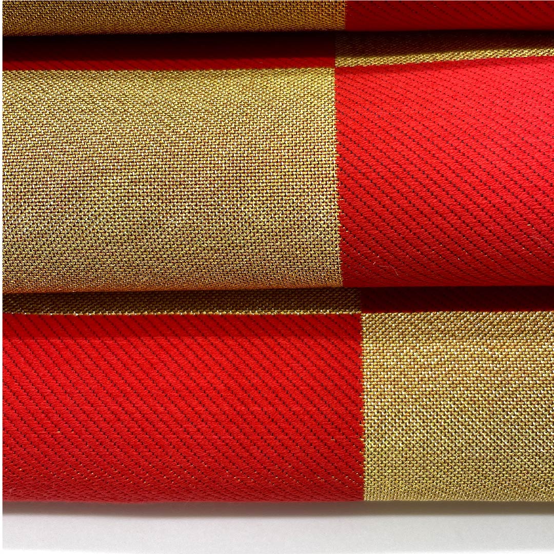 Gold-colored Fukuro Obi for Furisode, Checkered, Length 432cm, Pure Silk, A-Rank, Six-way, Formal, Gold-based, 1123006233321