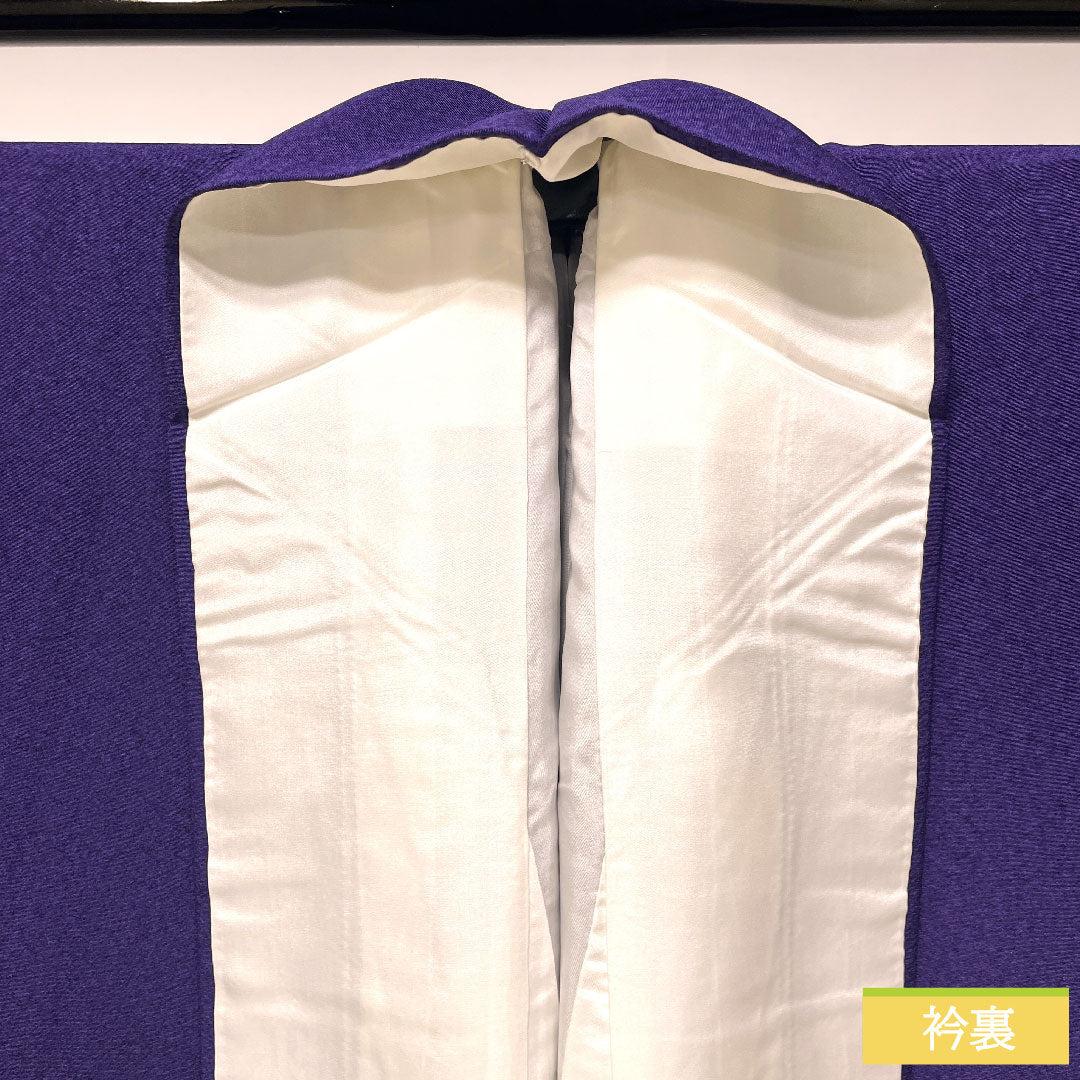 訪問着 正絹 袷 身丈163.5cm 裄丈68cm 江戸紫色（えどむらさきいろ） タタキ染 遠山模様 しあわせガード加工 Sランク 紫系 1112004862420