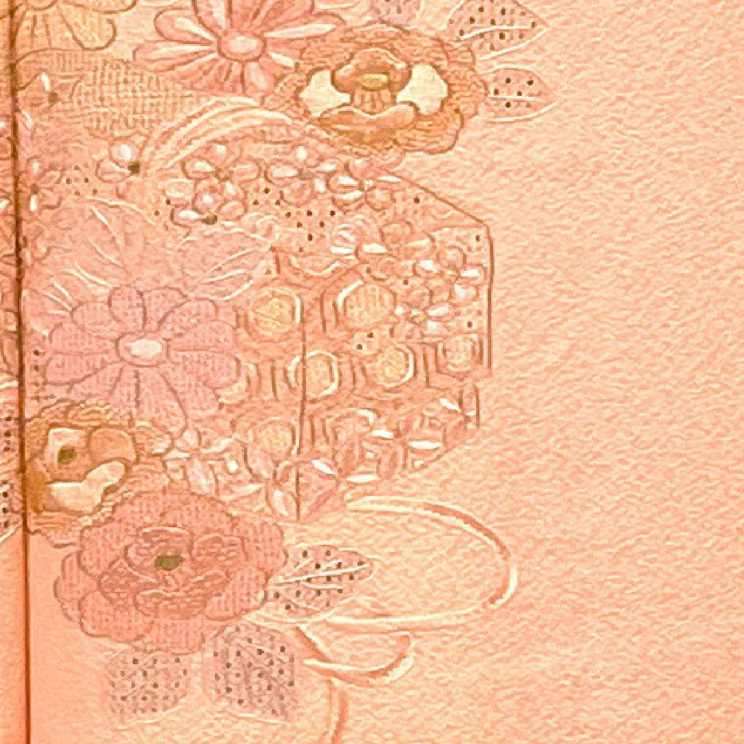 Homongi, lined, length 155cm, sleeve length 62cm, embroidery, pure silk, S rank, pink, 1112001242313