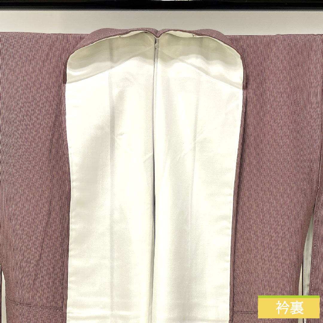 小紋 正絹 身丈158.5cm 裄丈63cm 袷 積紅色（せきこういろ） 江戸小紋 万筋 Sランク 紫系 1115004252320