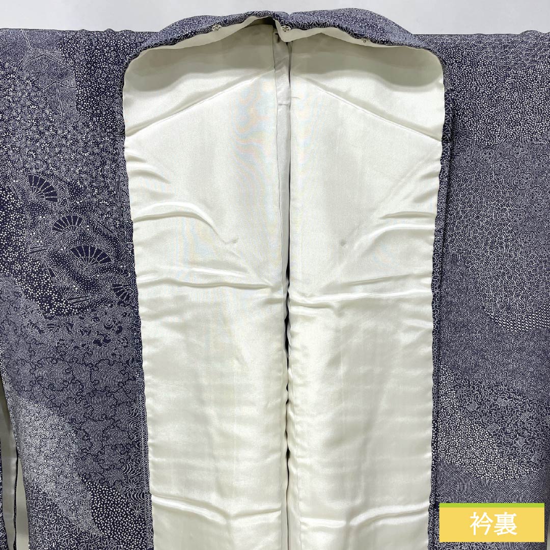 Visiting Kimono, Pure Silk, A-Rank, Lined, Length 155cm, Sleeve Length 64.5cm, Grape Gray (Budounezuiro) Color, Edo Komon Pattern, Stencil Dyed, Pearl Tone Finish, Auspicious Motifs, Purple, Product Number: 1112006183320