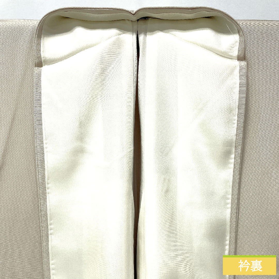 訪問着 正絹 袷 身丈167.5cm 裄丈66.5cm 生成り色（きなりいろ） 京友禅 吉祥文様 付下げ Aランク グレー系 1112005703522