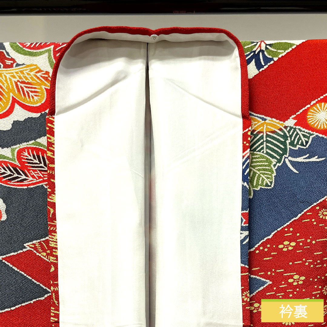 振袖 正絹 身丈157.5cm 裄丈66.5cm 袷  猩々緋色 栗山吉三郎 京紅型 吉祥文様 しつけ糸付き 未使用品  Sランク 赤系 1113001842312