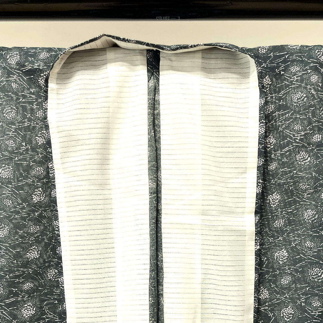 Summer kimono, polyester, small pattern, length 162.5cm, sleeve length 62.5cm, iron gray, abstract pattern, washable kimono, silk, S rank, black, 1132000542410