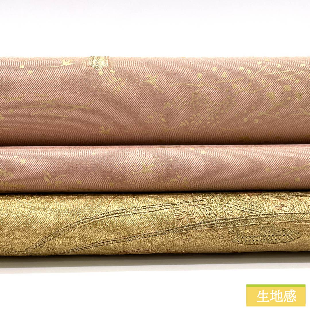 Fukuro Obi, pure silk, Tokiasagi color, for Tomesode, Suwato embroidery, flower cart, obi length 468cm, S rank, point pattern, formal, pink, 1123013952413