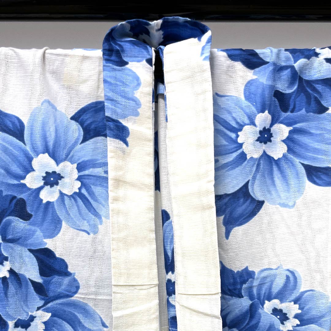 Yukata Milky white color Flower pattern Cotton S rank Single layer Length 161.5cm Sleeve length 66.5cm White 1118004292411