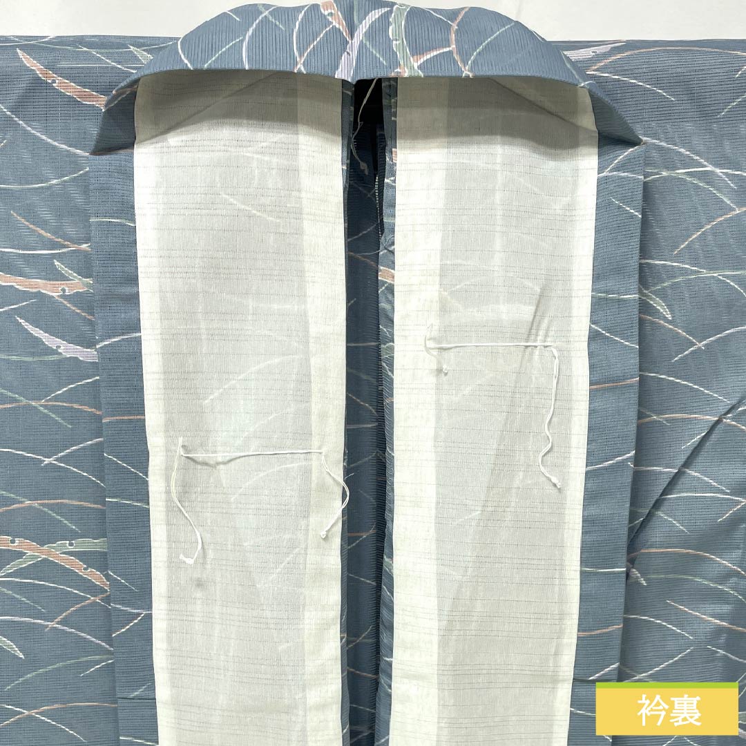 Summer kimono, polyester, small pattern, length 166cm, sleeve length 66cm, Oborohana (Oborohana) color, dew grass, washable, silk pongee, S rank, light blue, product number 1132002492524
