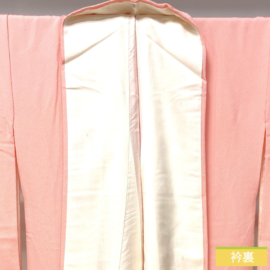 色無地 正絹 身丈163cm 裄丈66cm 東雲色（しののめいろ） 茶屋辻模様 袷 紋なし Aランク ピンク系 1114001383413
