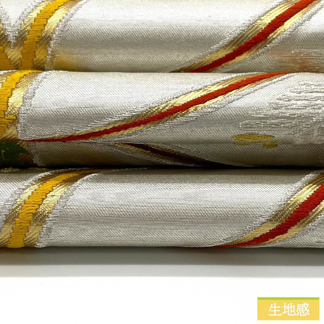 Fukuro Obi, pure silk, for furisode and tomesode, Shippo, obi length 428cm, S rank, six-way, formal, silver, 1123013562322