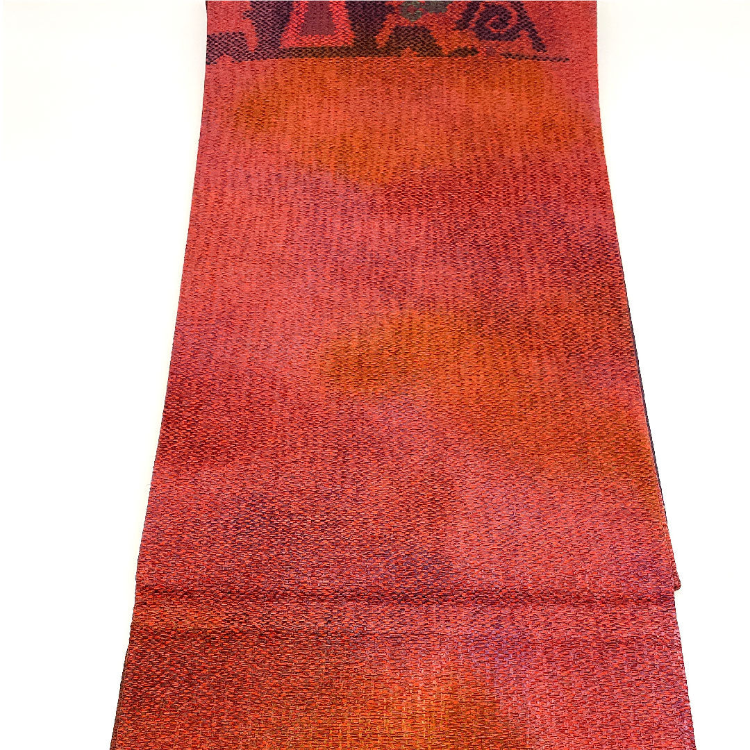 Fukuro Obi Egyptian Pattern Length 424cm Pure Silk S Rank Six-way Casual Red 1123002652312