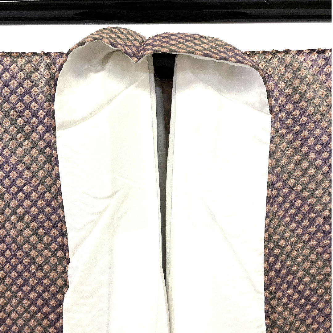 小紋 身丈154cm 裄丈63cm 袷  総絞り  正絹 Sランク 紫系 1115001802220