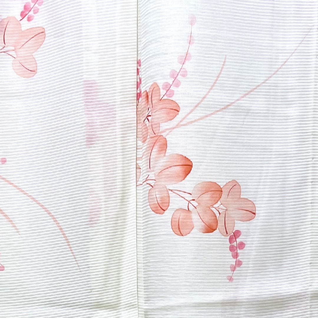 Summer pure silk komon length 157.5cm sleeve length 64.5cm white lily colored bush clover silk B rank cream color 1132000044315