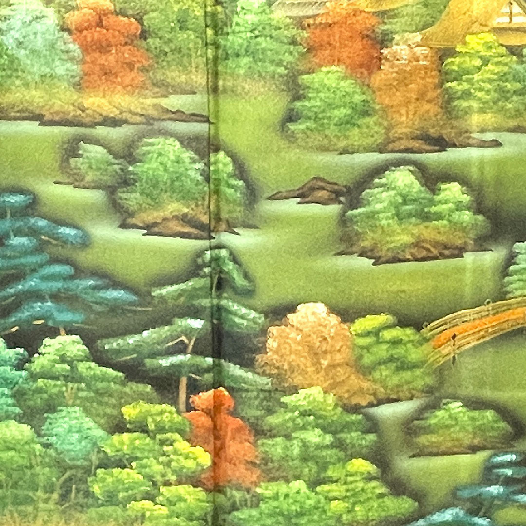 黒留袖 身丈170.5cm 裄丈66cm 袷 紋なし しつけ糸付き 未使用品 京友禅 桂離宮 風景模様 正絹 Sランク なし 黒系 1111001092610
