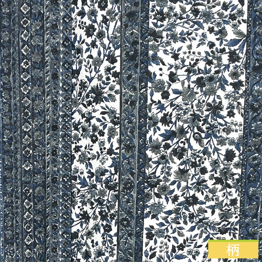 小紋 ポリエステル Aランク 身丈152.5cm 裄丈64cm 単衣 型染 更紗 洗える着物 白系 1115008033211