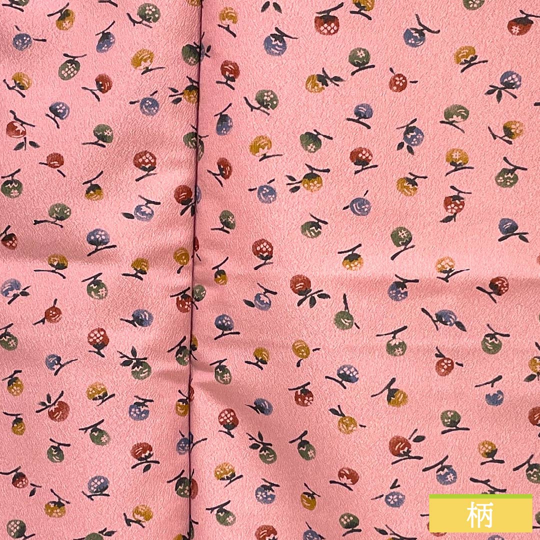 Small pattern, polyester, length 160cm, sleeve length 67cm, lined, one-kin dyeing, stencil dyeing, washable kimono, fruit, with basting thread, S rank, pink, 1115005022413