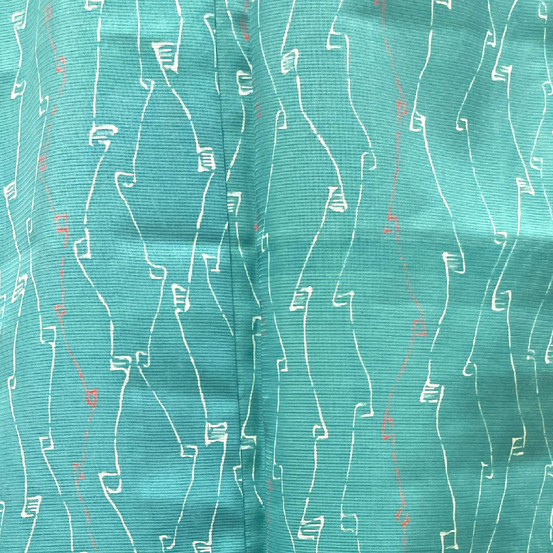 Summer kimono, polyester, small pattern, length 137cm, sleeve length 62cm, light blue, washable kimono, geometric pattern, with basting thread, silk, S rank, light blue, 1132001342124