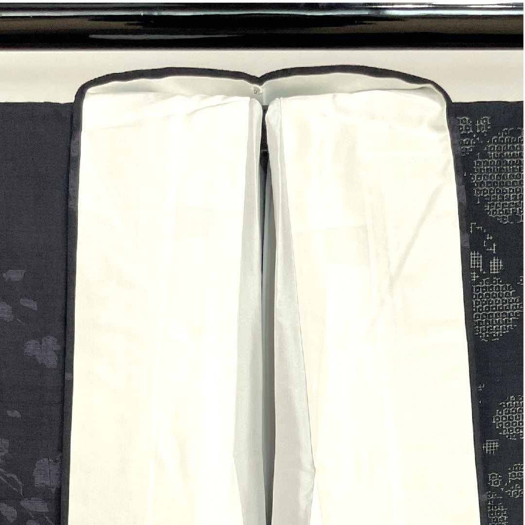 Yuki Tsumugi Length 156cm Sleeve length 65.5cm Snowflake Ivy Pure silk S rank Awase Black 1116002032310
