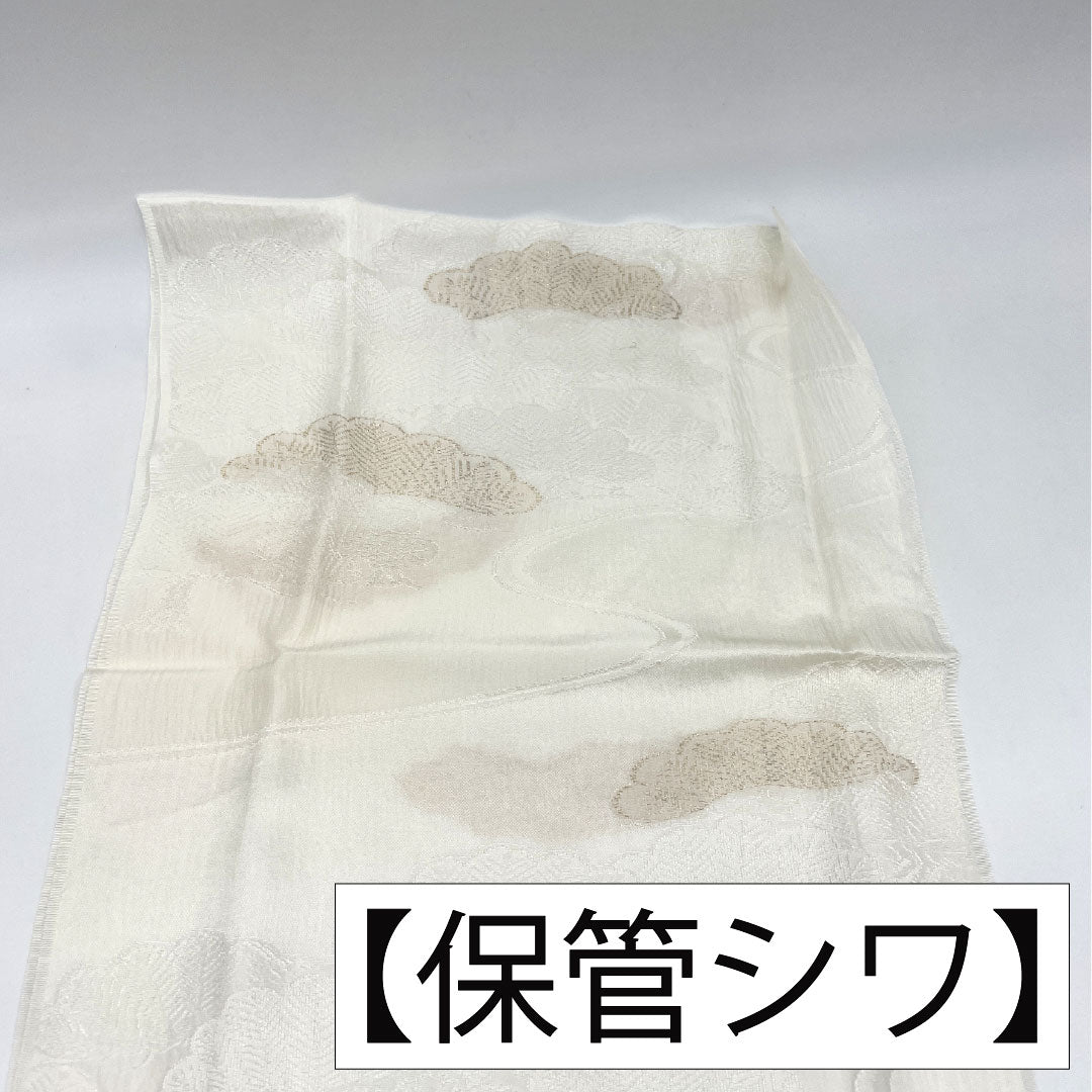 （新古品） 帯締め・帯揚げセット 正絹 NEWランク 乳白色（にゅうはくしょく） 留袖用 古典柄 流水 長さ約160cm 幅約1.5cm フォーマル 白系 1141000321311