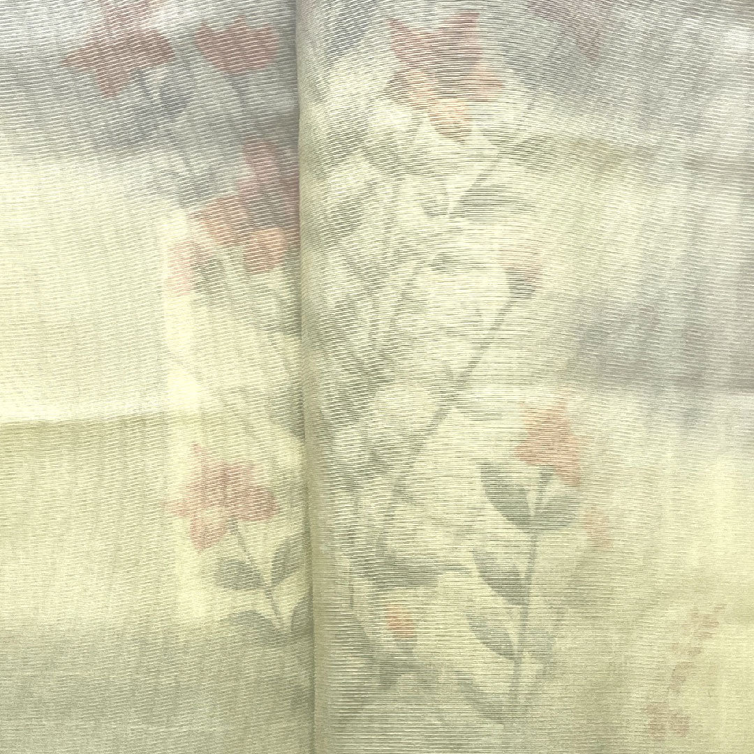 夏物 正絹 訪問着 身丈157cm 裄丈63.5cm 雲井鼠色（くもいねずいろ） 草花模様 二重紗 Aランク グレー系 1132001543322