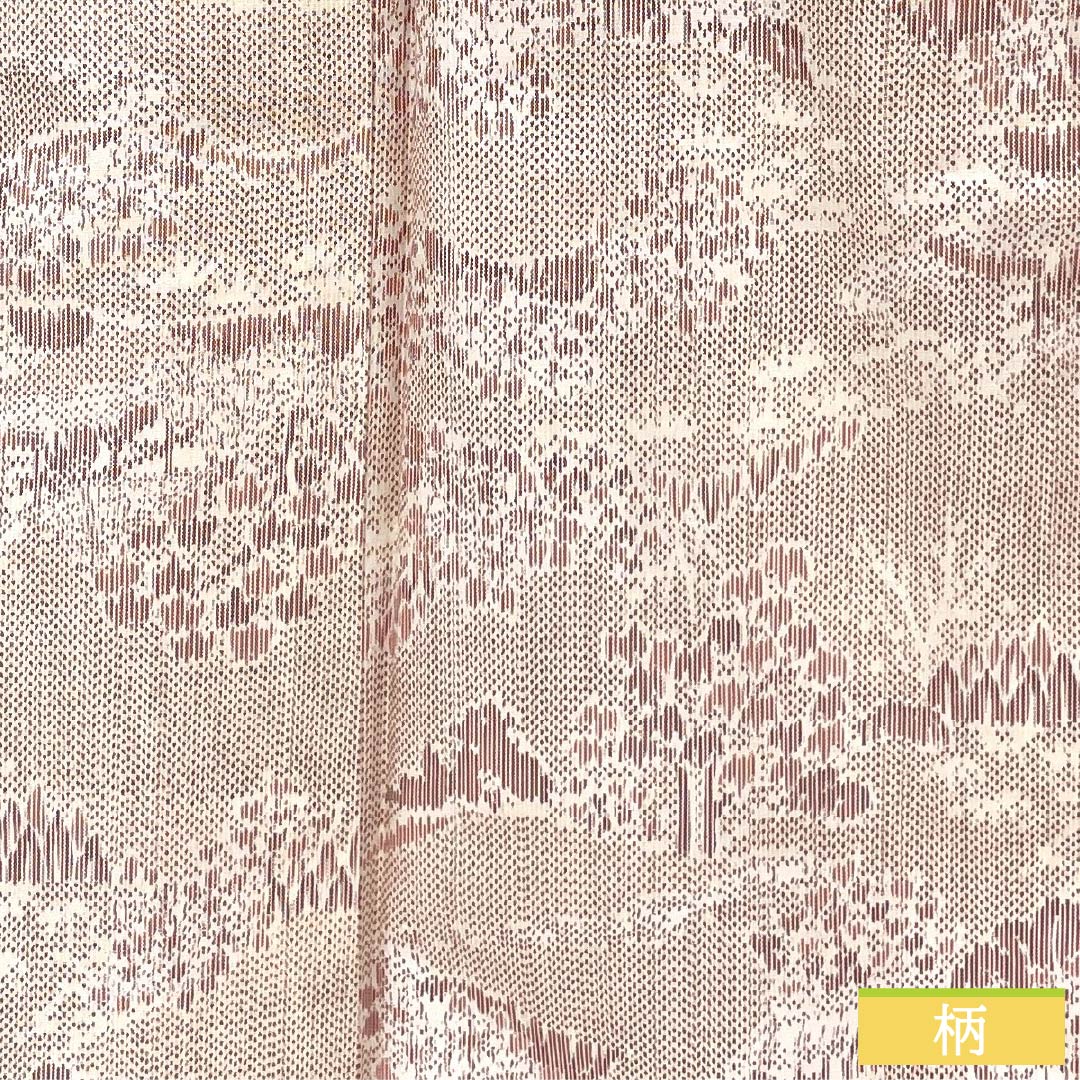 Pure silk tsumugi kimono, length 169.5cm, sleeve length 67cm, light purple (asa-kimono) color, landscape pattern, S rank, single layer, pink, product code 1116003822513