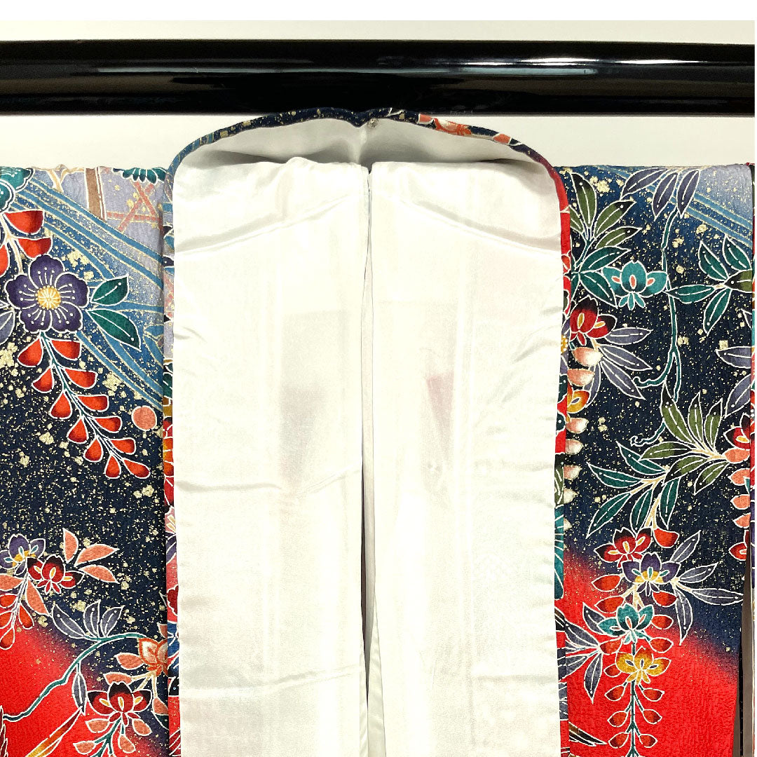 振袖 身丈163cm 裄丈64cm 袷  茜色 型染 吉祥文様  正絹 Sランク 赤系 1113000862412