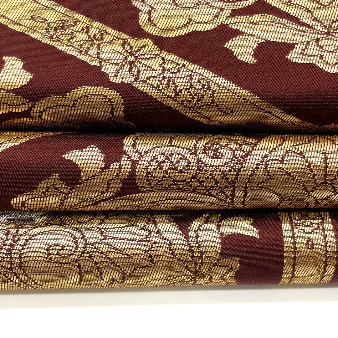 Fukuro Obi (Beniebichairo) (Red Shrimp Brown) Hosohana (Herringbone pattern) Tortoiseshell (Plate shell) Obi length 416cm Pure silk A rank Six-pass Formal Brown 1123002883314